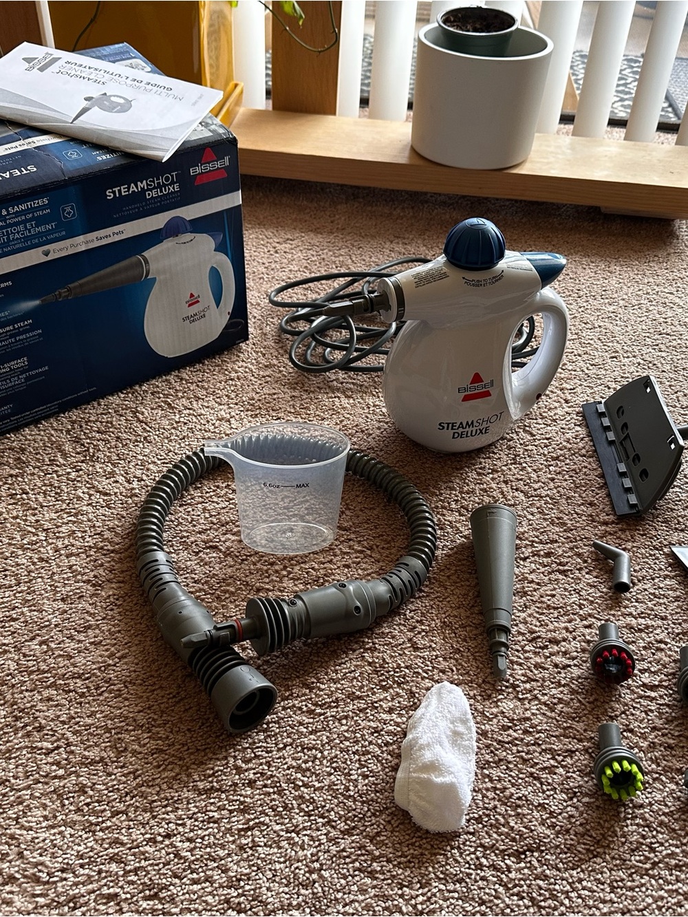 Bissell SteamShot Deluxe Handheld Steamer — White and Blue Accents